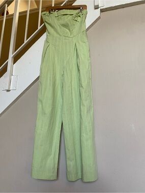 Strapless Pale Green Wide-Leg Jumpsuit